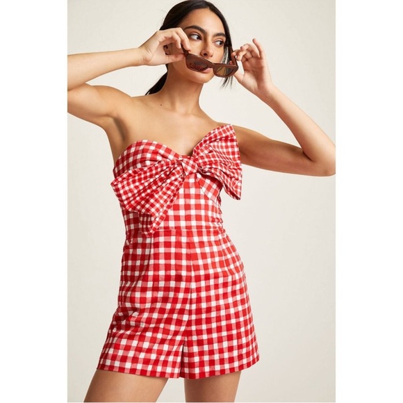 HUTCH • ANTHROPOLOGIE : Red and White Gingham Romper - Picture 5 of 10